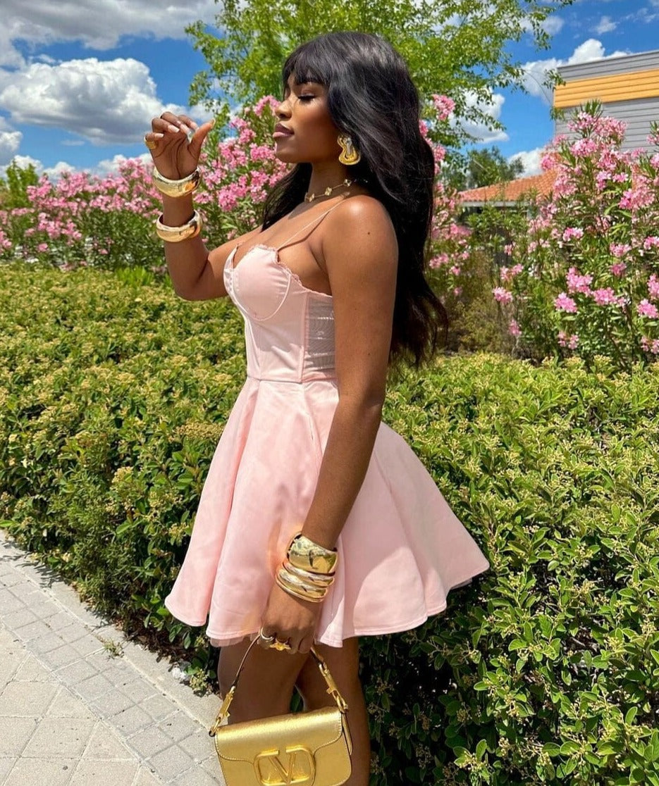 Saski Pink Mini Dress