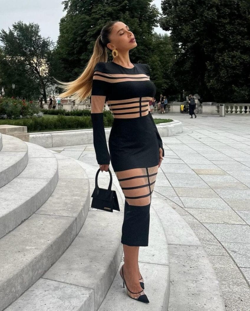 Nouri Black Midi Dress