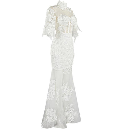 Elly White Lace Maxi Gown