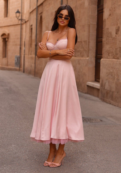 Saski Pink Midi Dress