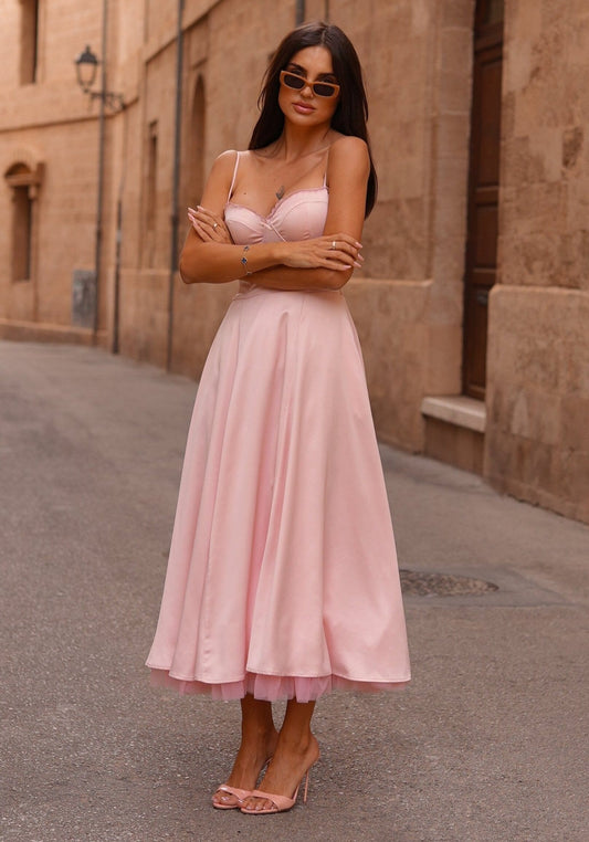 Saski Pink Midi Dress