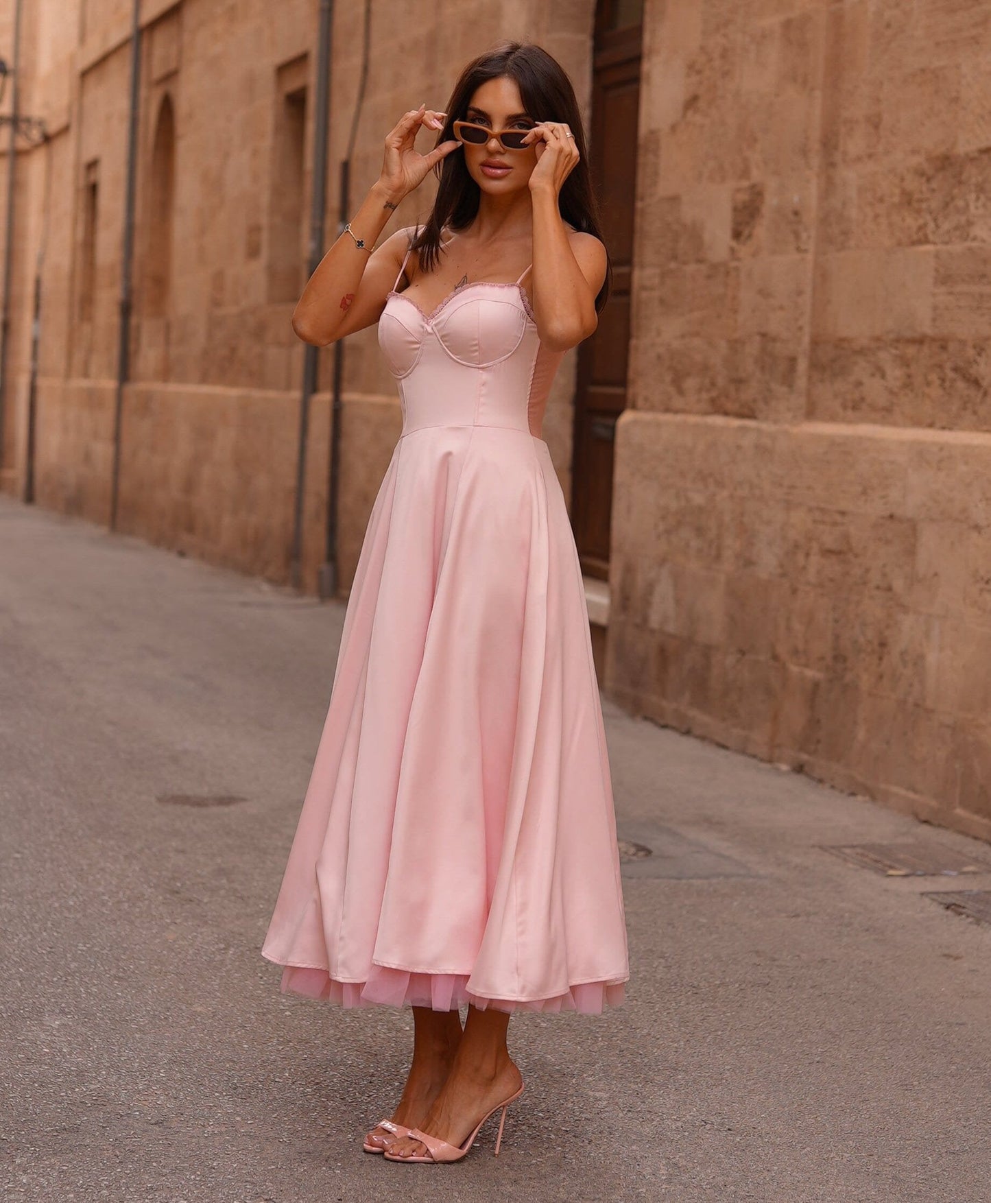 Saski Pink Midi Dress