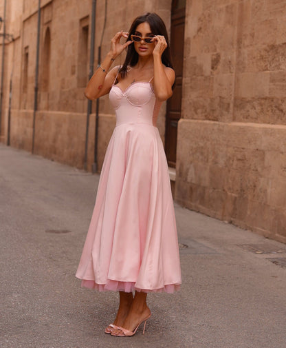 Saski Pink Midi Dress
