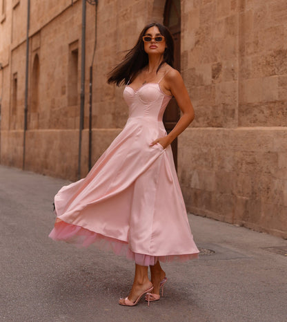Saski Pink Midi Dress