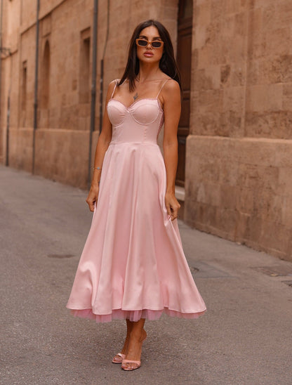 Saski Pink Midi Dress