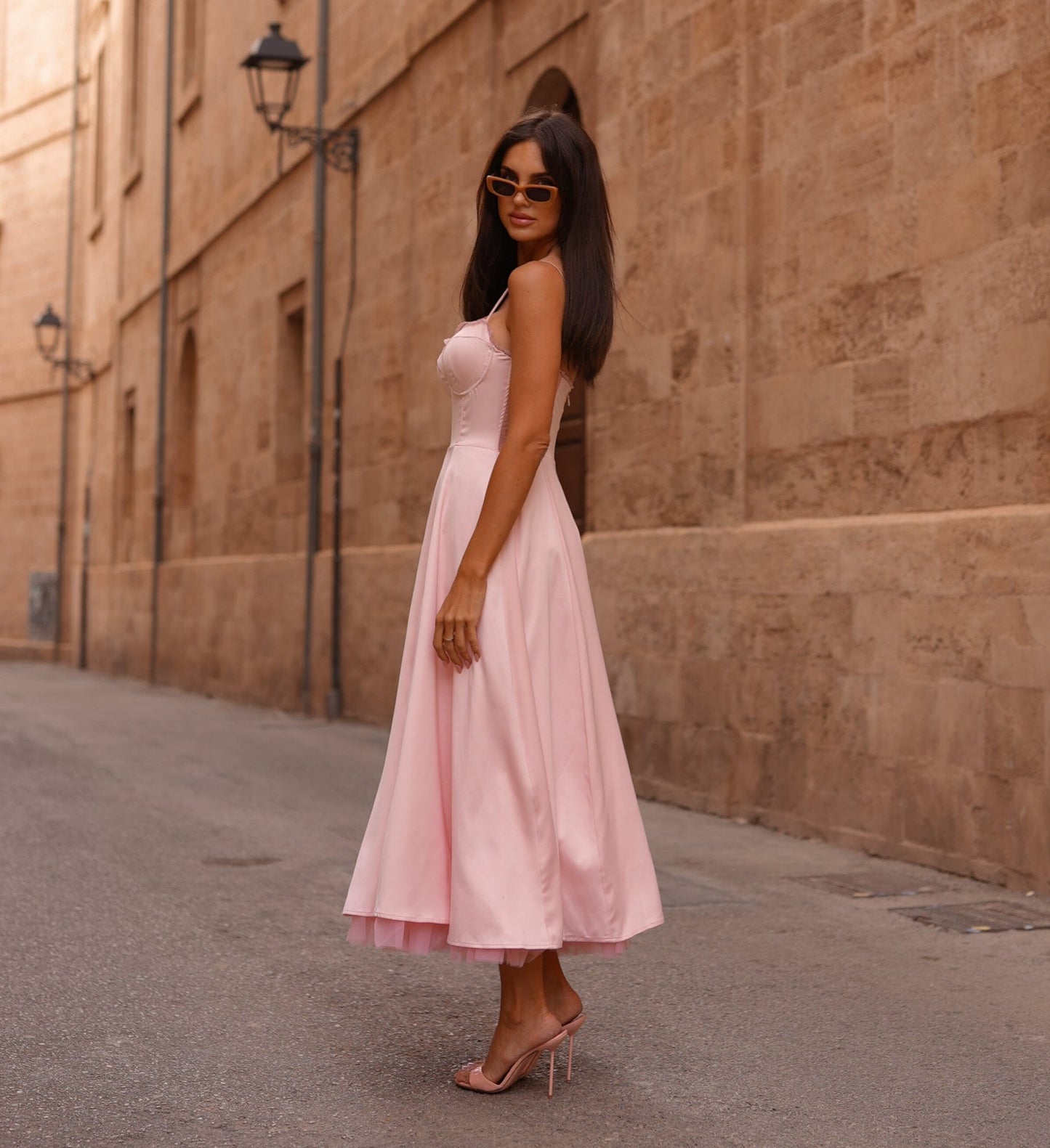 Saski Pink Midi Dress