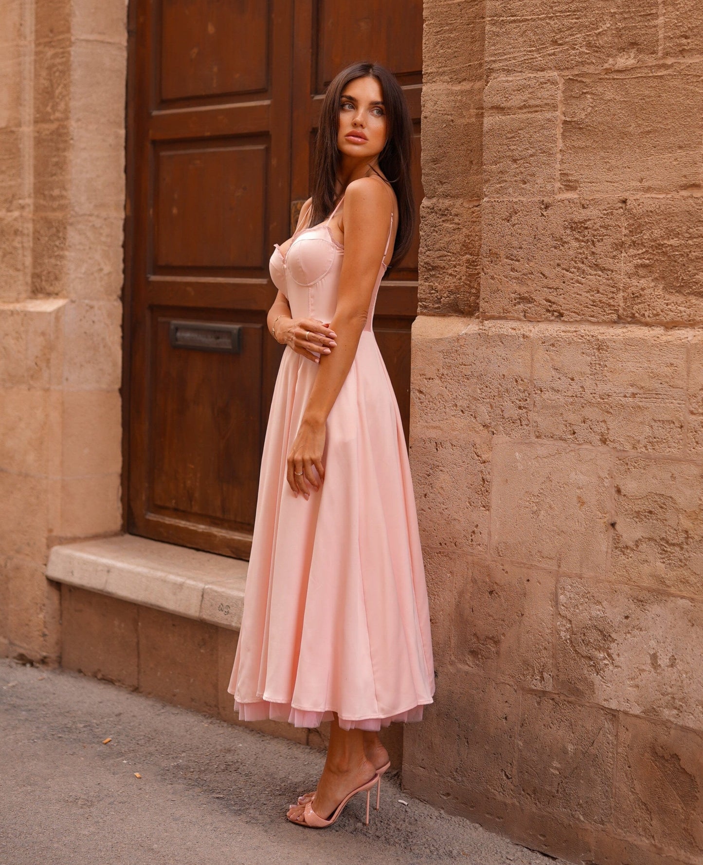 Saski Pink Midi Dress