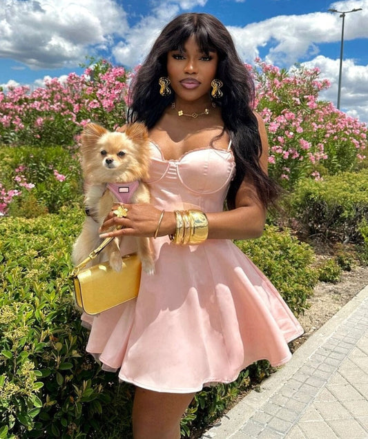 Saski Pink Mini Dress