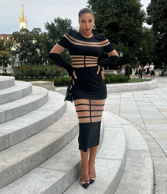 Nouri Black Midi Dress