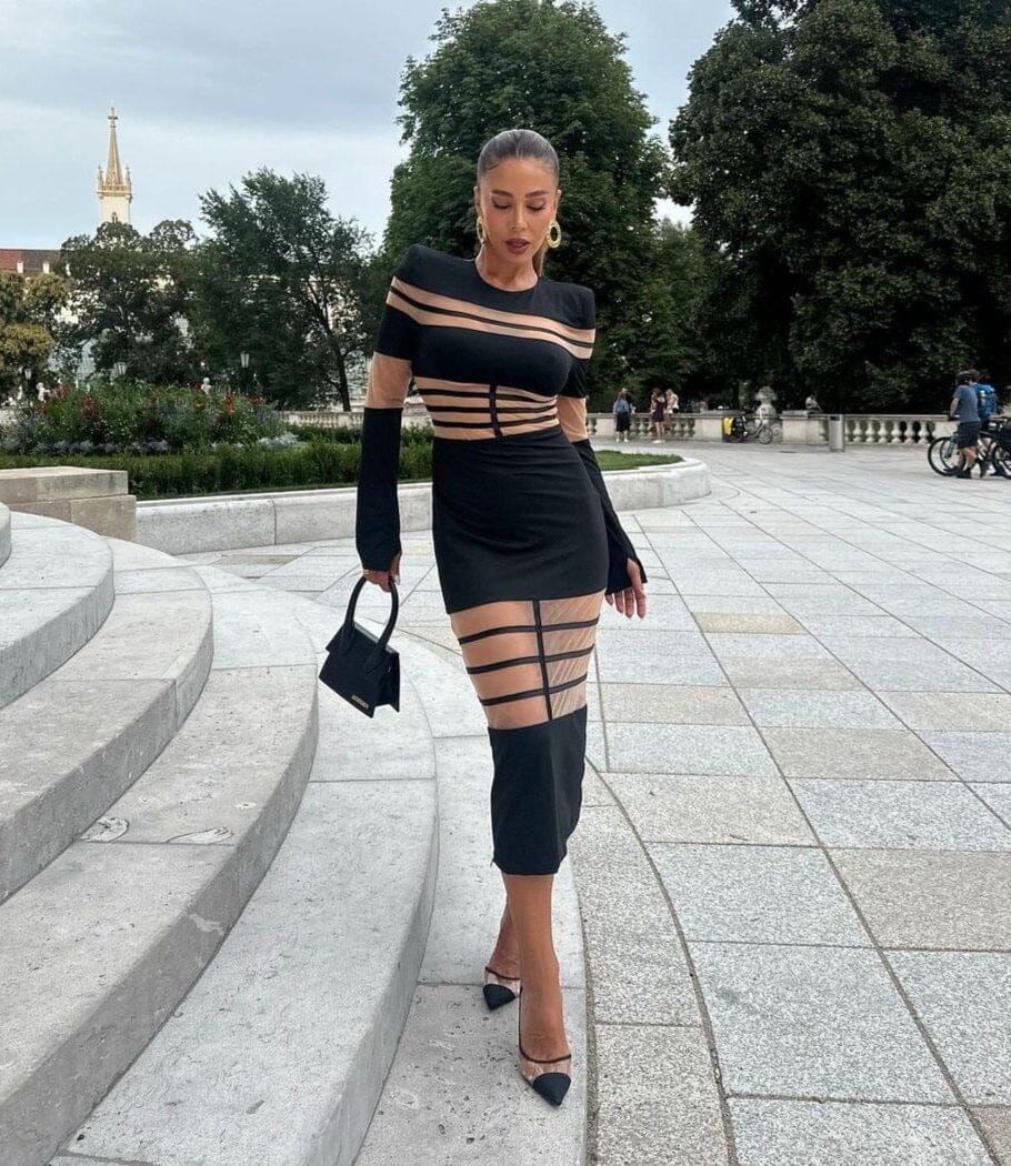 Nouri Black Midi Dress