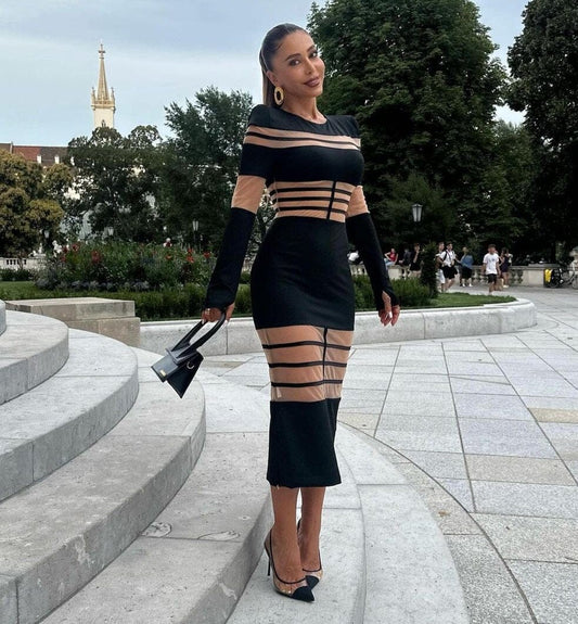 Nouri Black Midi Dress
