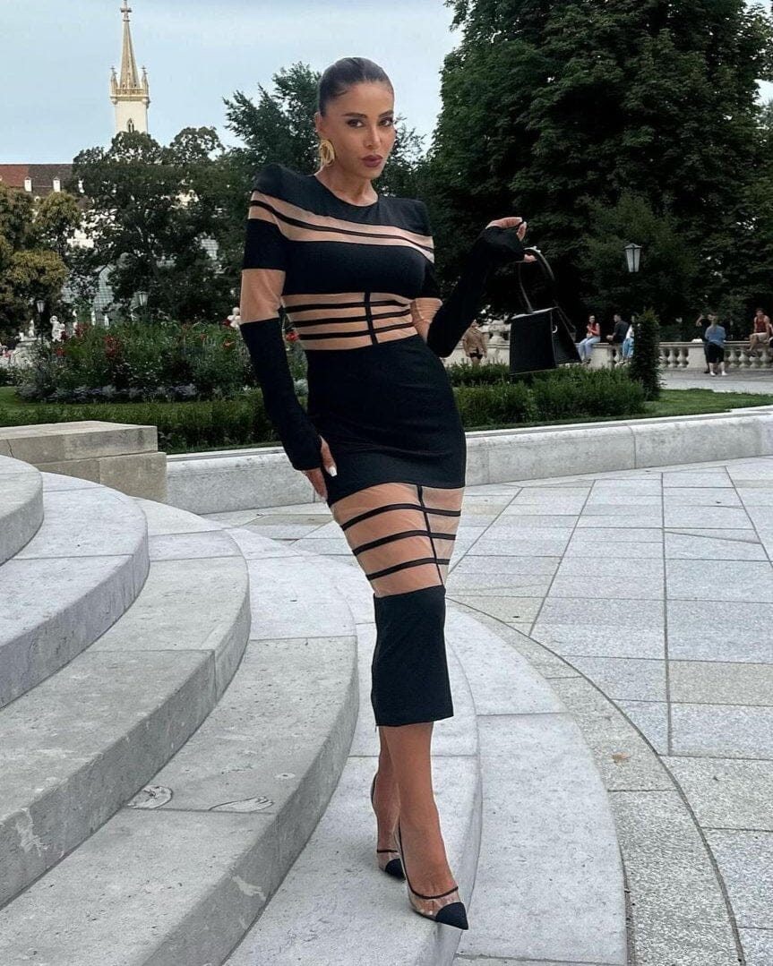 Nouri Black Midi Dress