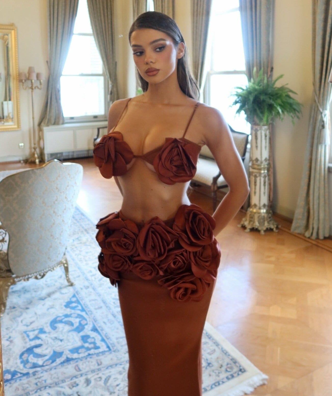 Nica Brown Two Piece Set