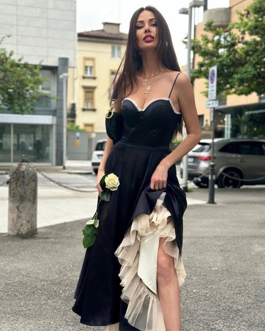 Saski Black Midi Dress