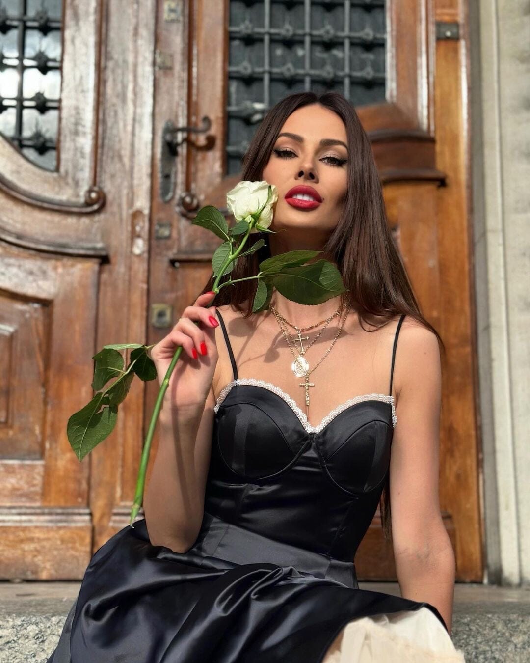 Saski Black Midi Dress